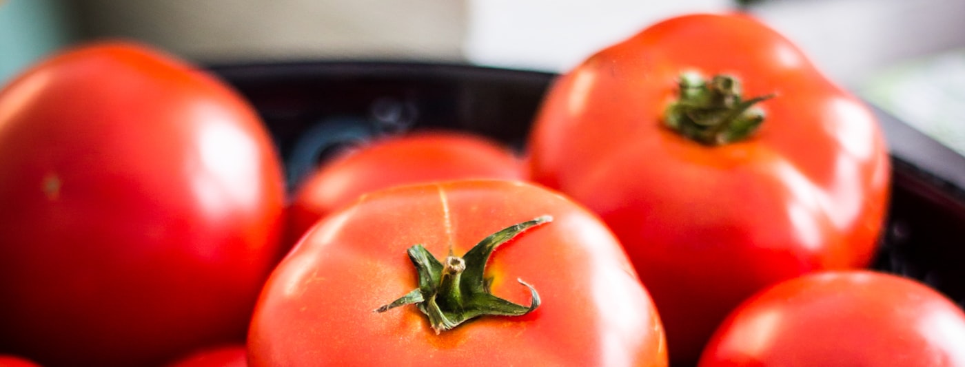 A bowl of fresh red tomatoes